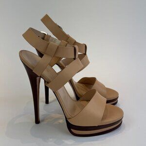 Casadei Tan and Brown Platform Sandals, US 10